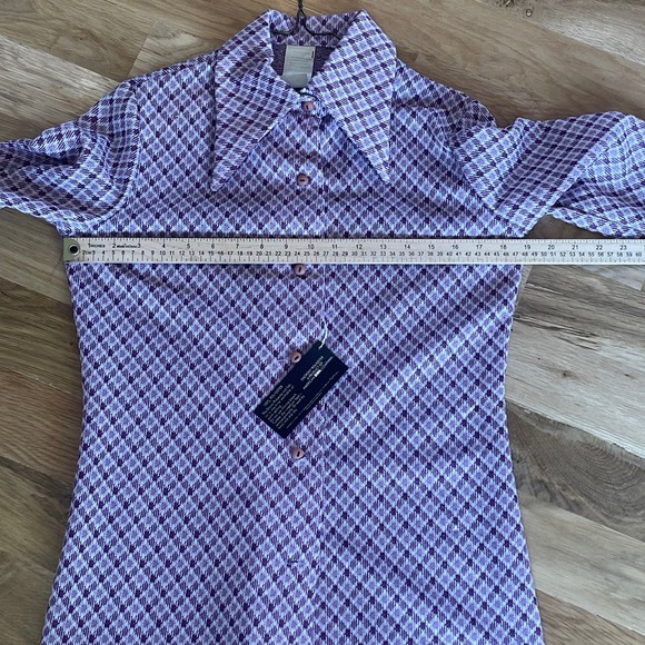 Vtg Womens Purple Diamond Textured Polyester Shirt 1960s NWT sz 12 - Picture 5 of 8